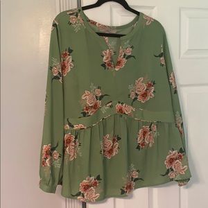 Loft plus green floral blouse